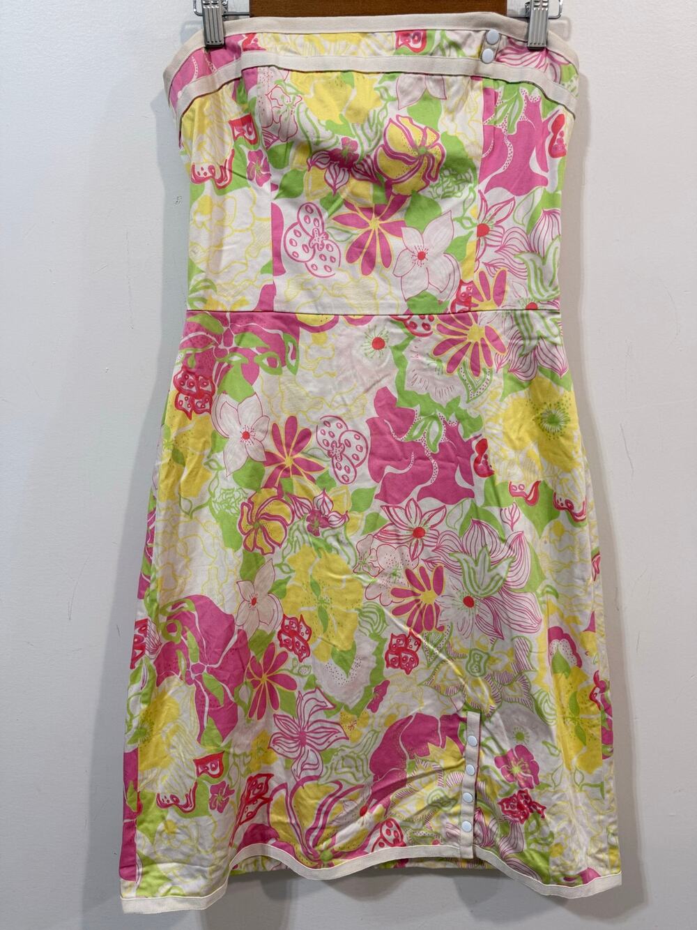 Tibi Cotton Blend Strapless Floral Y2K Retro Spring Lined Mini Dress Size 8